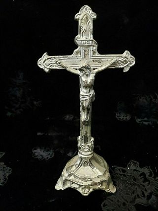 Antique Standing Jesus Christ On The Cross Crucifix