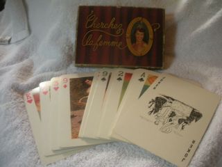 Vintage Cherchez La Femme Playing Cards Printed In St.  Louis Missouri Usa Pin Up