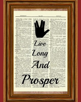 Star Trek Quote Dictionary Art Print Poster Salute Live Long & Prosper Spock
