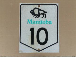Manitoba Canada Buffalo Bison Provincial Highway 10 Route Road Sign Real