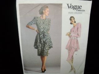 Vintage Vogue Paris 1987 Cut Pattern 1892 Size 8 Givenchy