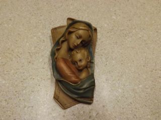 Vintage Madonna And Child Plaque Wall Mary And Jesus 0101 5.  5 " X 3 "