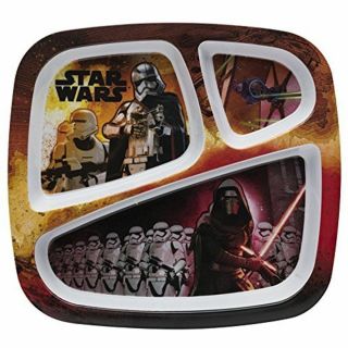 Zak Designs Disney Star Wars 3 - Section Kids Tray Plate The Force Awakens