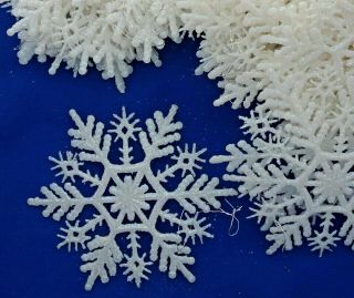 40 Artic White Irridescent Glitter 4 " Snowflake Christmas Ornaments