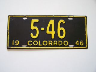 Vintage 1946 Colorado License Plate.  5 - 46 (unrestored)