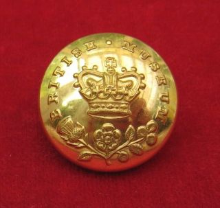 British Museum Large Gilt Button With Victorian Crown (pre - 1902)