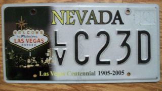 Single Nevada License Plate - 2005 - Lv C23d - Las Vegas Centennial