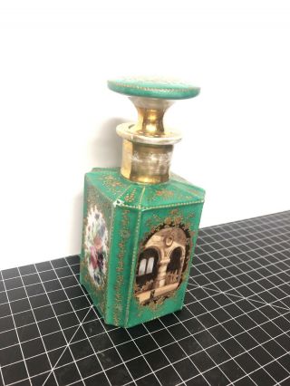 Vintage Porcelain Decanter / Snuff Perfume Bottle Hand Painted