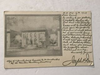 1908 Meriden Building Co.  Nyc House Advertising Postcard Flushing Broadway Sta.