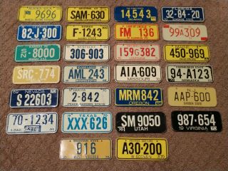 Group Of 26 Cereal Premium License Plates - 1970 Series - All For One Price
