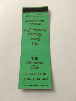 Vintage Matchbook Cover Matchcover Green Meadow Country Club Helena Mt