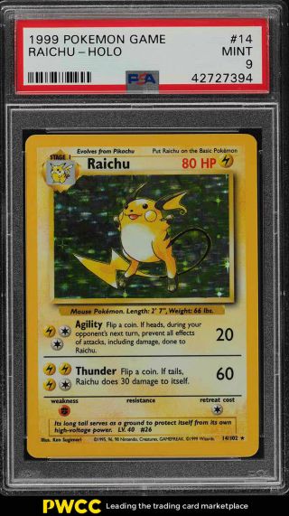 1999 Pokemon Game Holo Raichu 14 Psa 9 (pwcc)