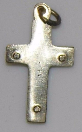 Fine Antique Pectoral Crucifix Ebony Inlay Silver Corpus Irish Convent Cross 2