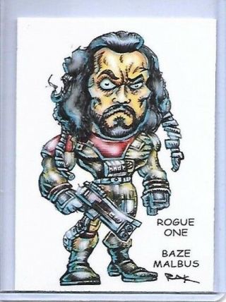 Baze Malbus Star Wars Trading Card Art Signed By Rak Rogue One Near