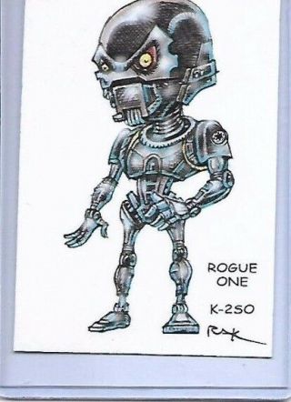 Star Wars Trading Card Art By Rak K - 2so Rogue One Hand Signed Near