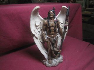 Rare Vtg American Indian Chief Male Angel Figure 10 " X 7 1/2 " Euc