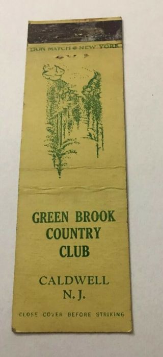 Vintage Matchbook Cover Matchcover Green Brook Country Club Caldwell Nj
