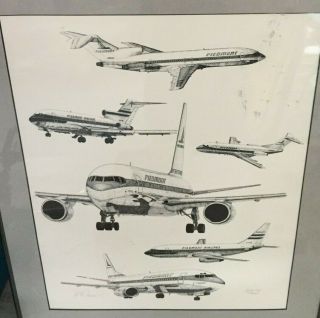 Piedmont Airlines Lithograph Numbered And Signed (some Damage)