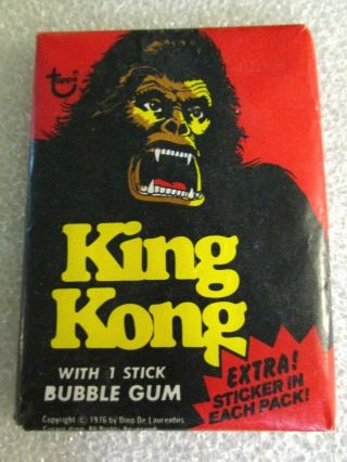 1976 Topps King Kong Wax Pack Trading Cards In Package