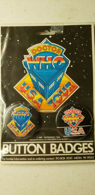 Doctor Who U.  S.  A.  Tour 1986 Button Set