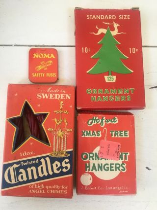 Vintage National Tinsel Mfg Hofert Ornament Hangers W/box Noma Fuses Candles