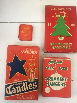 Vintage National Tinsel Mfg Hofert Ornament Hangers W/Box Noma Fuses Candles 2