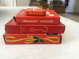 Vintage National Tinsel Mfg Hofert Ornament Hangers W/Box Noma Fuses Candles 4