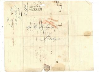 1841 Stampless Folded Letter,  Bologna,  Italy,  Black Sl