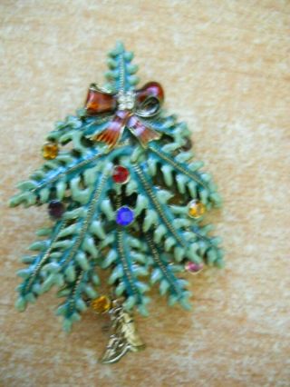 Avon 2004 1st Annual Christmas Tree Pin/brooch Enameled With Rhinestones