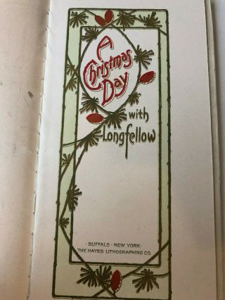 ANTIQUE VICTORIAN CHRISTMAS DAY WITH LONGFELLOW BOOK 1911 HAYES LITHO 2
