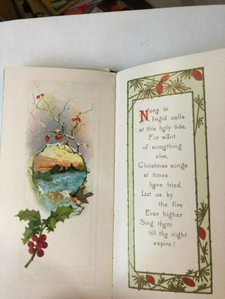ANTIQUE VICTORIAN CHRISTMAS DAY WITH LONGFELLOW BOOK 1911 HAYES LITHO 5