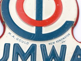 Vintage 1930 ' s UMWA United Coal Mine Workera Gas Oil License Plate Topper emblem 2