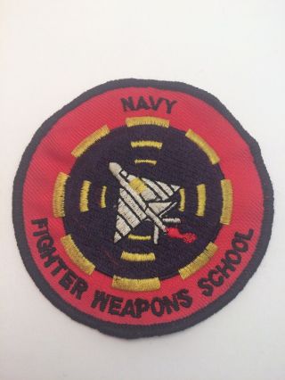 Vtg Navy Fighter Weapons School Sew On Embroidered Patch Us Usa Usn Top Gun