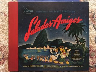 Decca " Saludos Amigos " Soundtrack 78rpm 1944 Walt Disney A - 369 - 23m Album Vintage