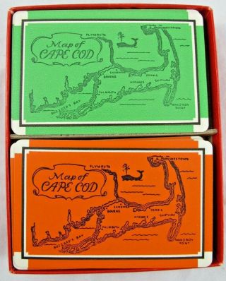 Vintage Double Deck Playing Cards Map Of Cape Cod Massachusetts