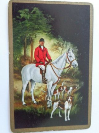 Old Vintage; Single,  Man On A Horse - Swap Playing Card