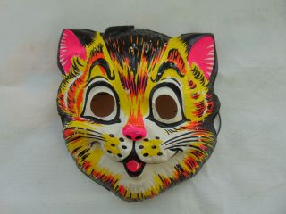 Vintage Child Halloween Mask Colorful Fierce Kitty Cat Ben Cooper?