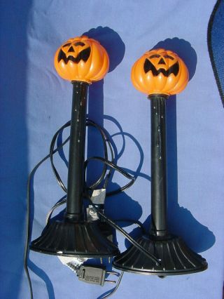 2 Lighted Halloween Window Dripping Wax Candle Lights W/jack O Lantern Cover