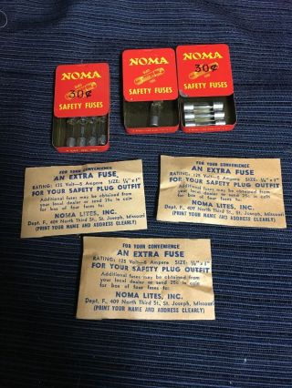 Vintage Noma 8 Safety Fuses For Christmas Lights - 3 Boxes No 404 125v 5 Amp