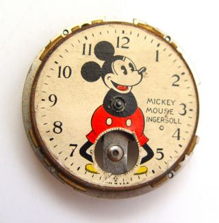 1930s Walt Disney Enterprises Ingersol Micky Mouse Pocket Watch Face