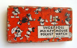 1930s Walt Disney Enterprises Ingersol Micky Mouse Pocket Watch Box