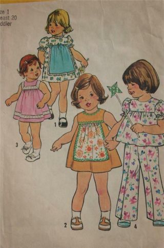 Simplicity 7409 Vintage Toddler Girls Dress Top & Pants Pattern Size 1