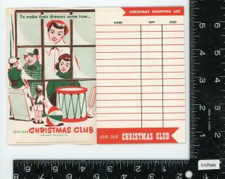 Vintage Christmas Card / Shopping List Advertising Booklet - 1950 