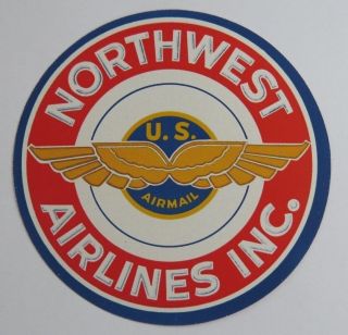 Vintage Northwest Airlines Luggage Label Us Airmail