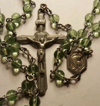 Antique Vintage Rosary Glass Beads 18 " (r744)
