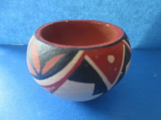 Vintage Native American Indian Miniature Pottery Bowl Signed