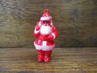 Vintage Christmas Red & White Celluloid Santa Claus Ornament 3 1/4 " Tall