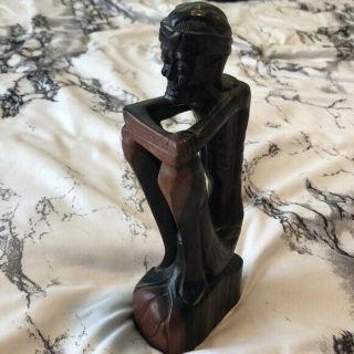 Vintage Wooden Hand Carved African Tribal Style Figure Of A Man