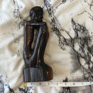 Vintage Wooden Hand Carved African Tribal Style Figure Of A Man 2