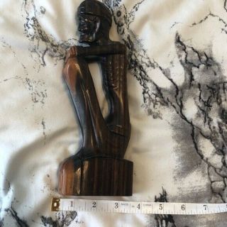 Vintage Wooden Hand Carved African Tribal Style Figure Of A Man 3